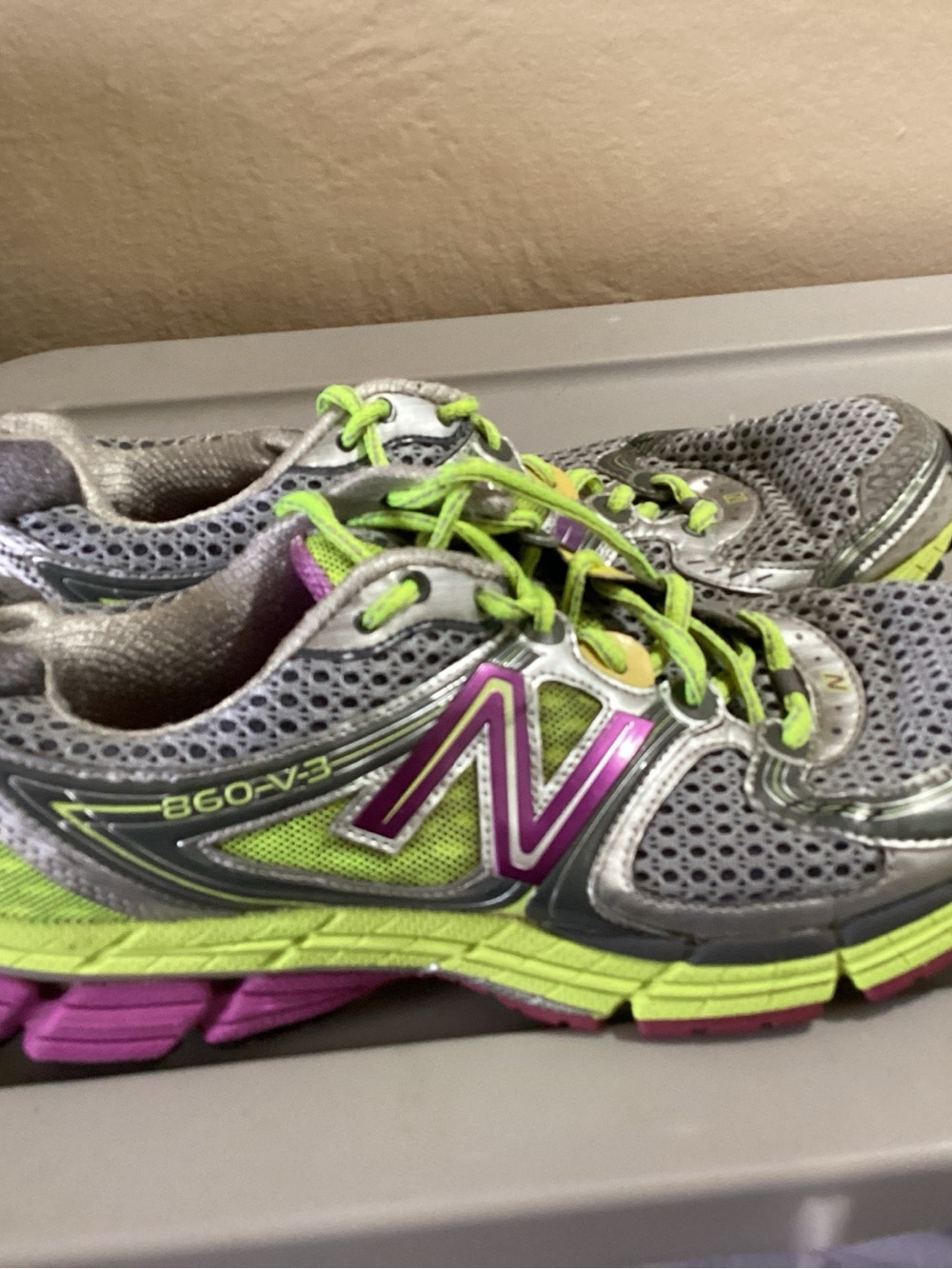 New Balance Gray, Lime & Pink Women's Athletic Running Shoes